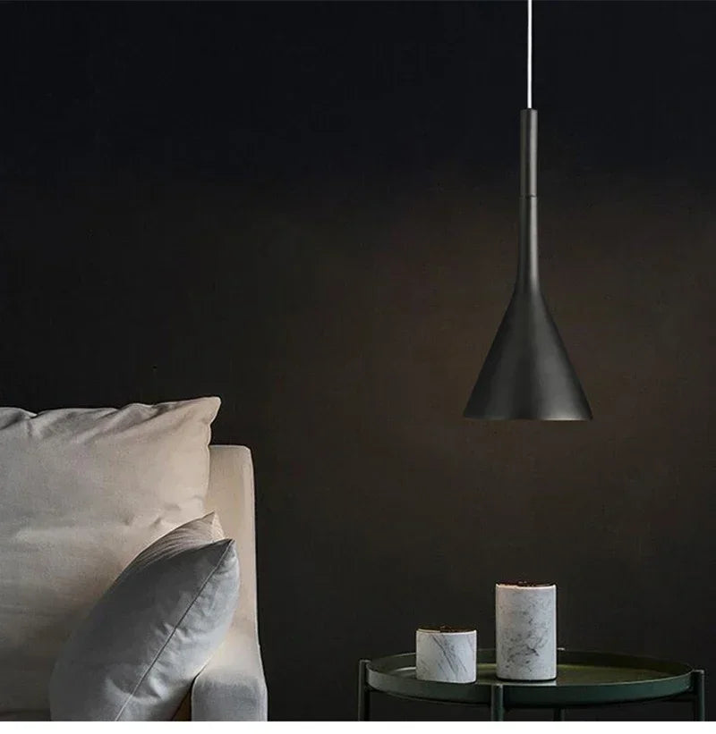 Pendente LED E27 Preto e Branco — Luminária de Mesa para Quarto e Sala de Jantar
