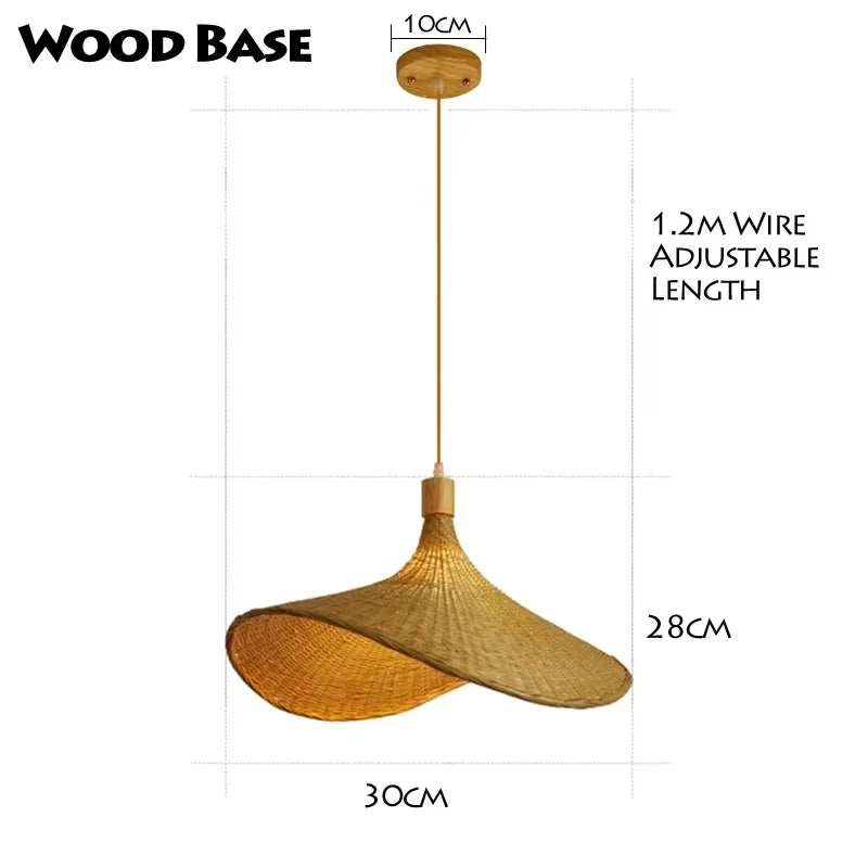 Pendente de Bambu Tecido a Mao — Luminaria Artesanal Boho