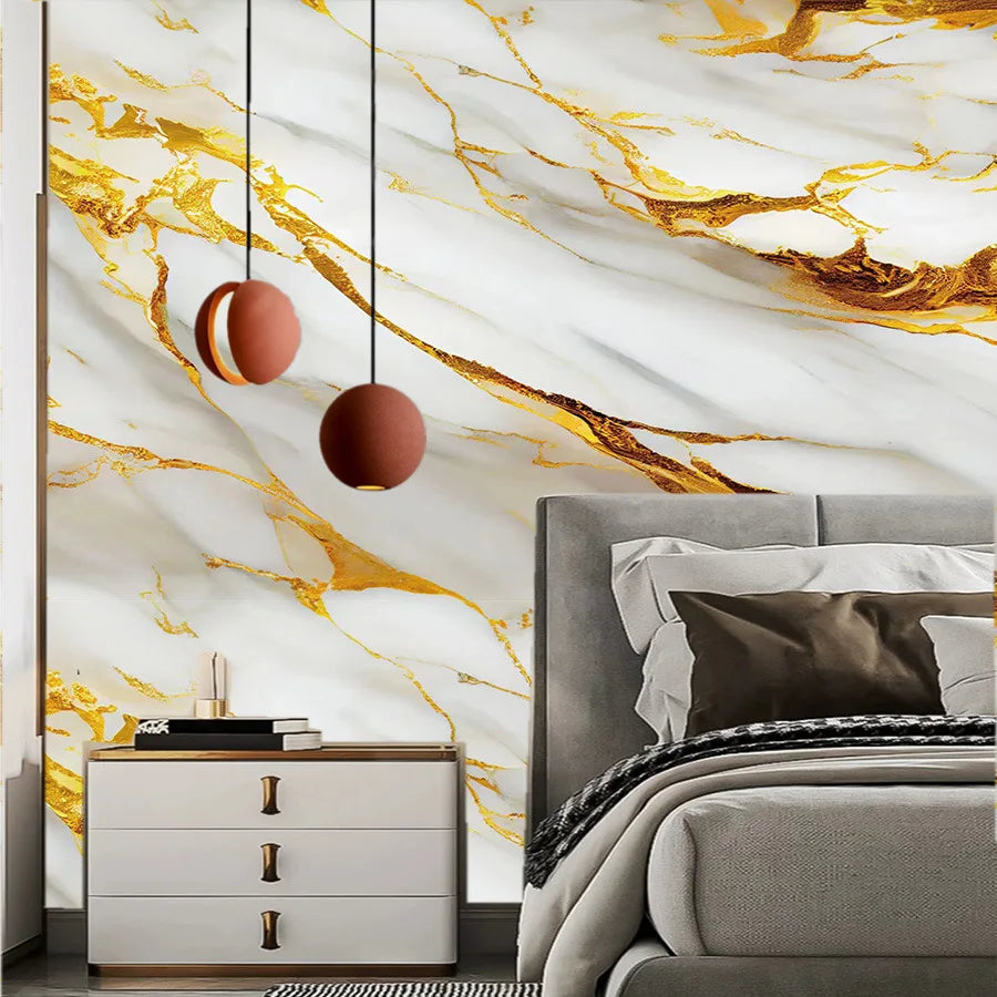 Adesivo Mármore Dourado Impermeável — Revestimento Luxo para Bancada, Cozinha e Banheiro