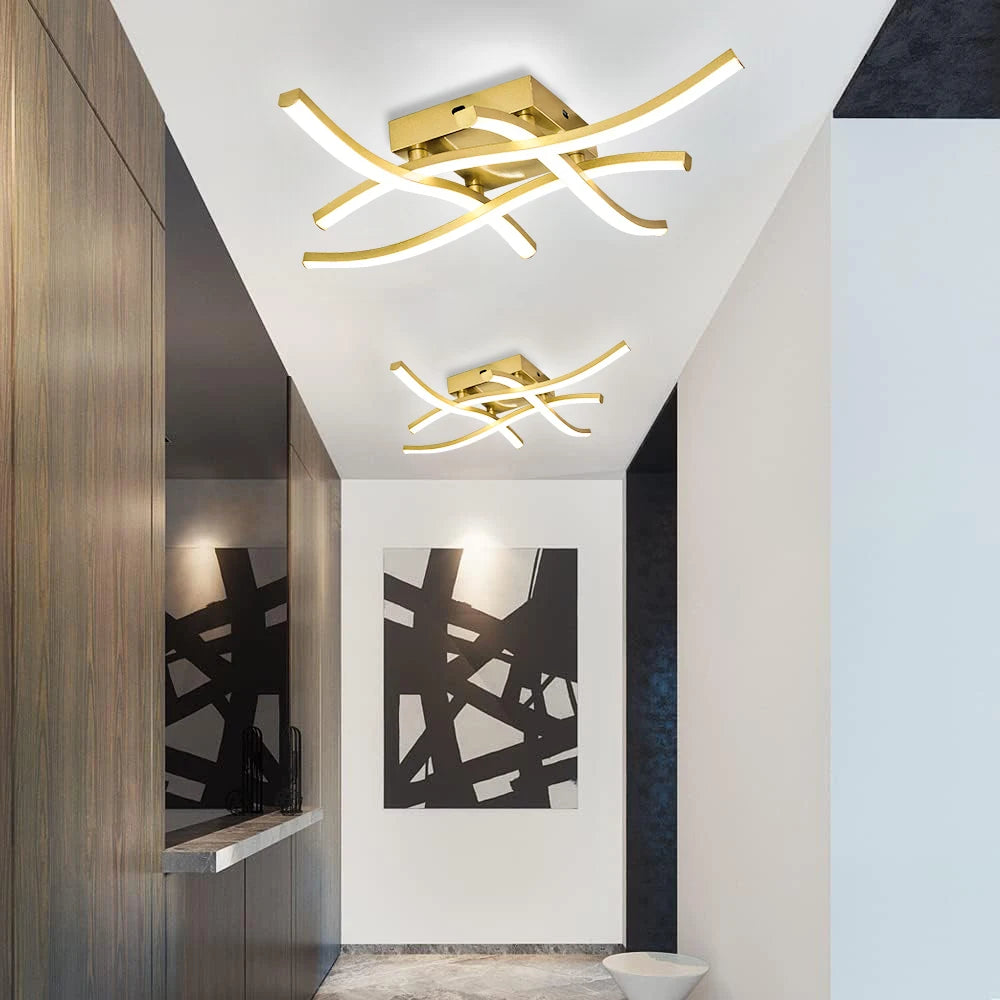 Luminária de Teto LED Ondulada Embutida — 3 Tons de Luz para Sala, Quarto e Corredor