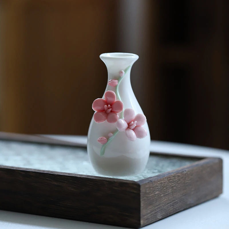 Vaso Cerâmica Mini Chinês Retrô — Porta-Palito e Porta-Hastes Decorativo