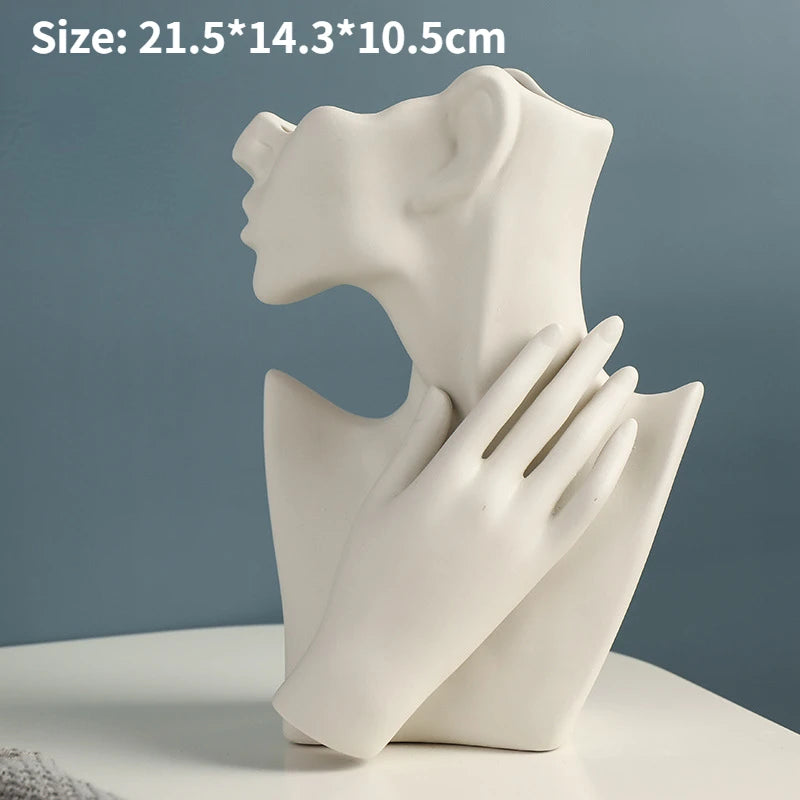 Vaso Cerâmica Corpo Feminino Arte Moderna Nórdico — Decorativo para Flores e Sala