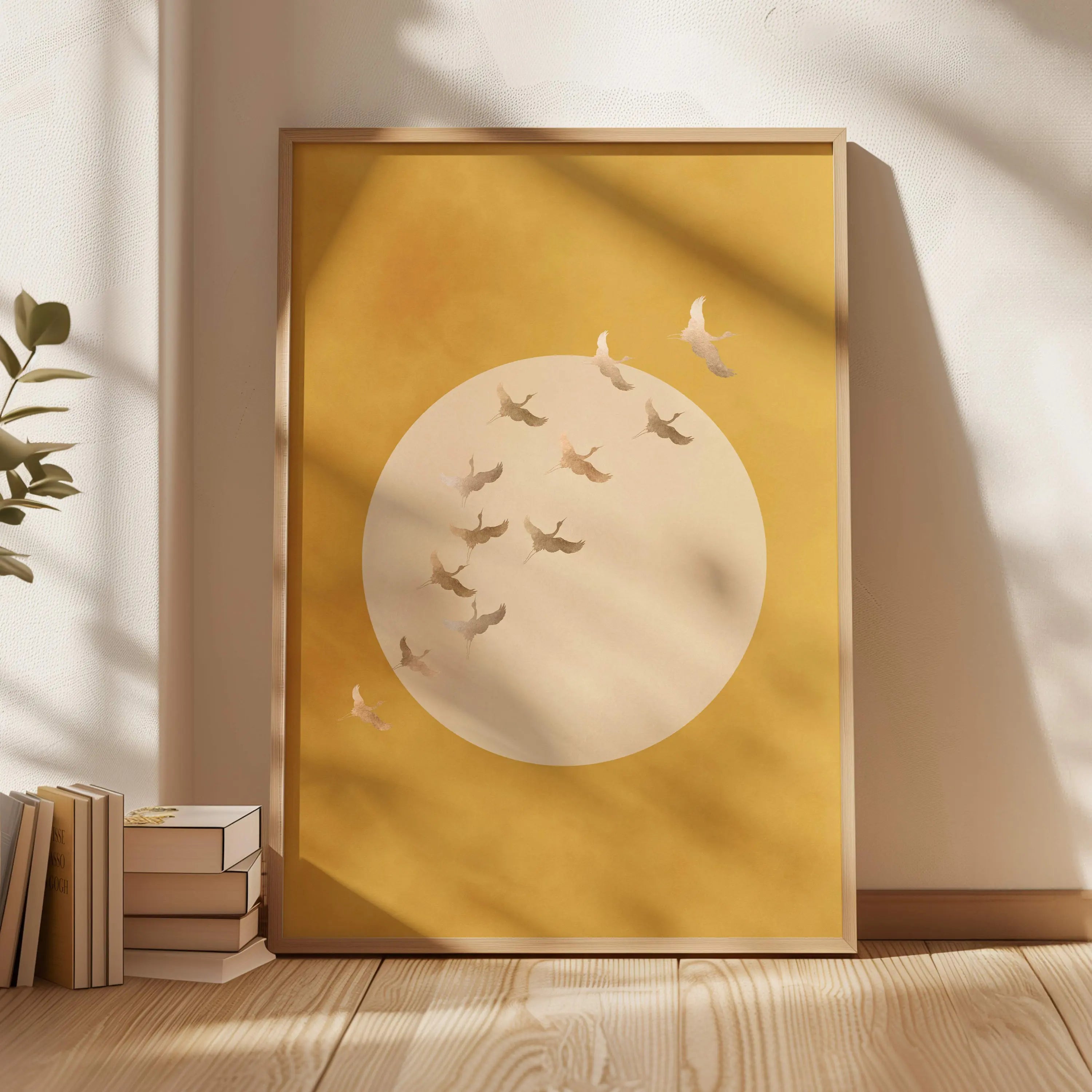 Quadro Decorativo Garça Oriental sem Moldura — Arte Zen para Sala e Quarto
