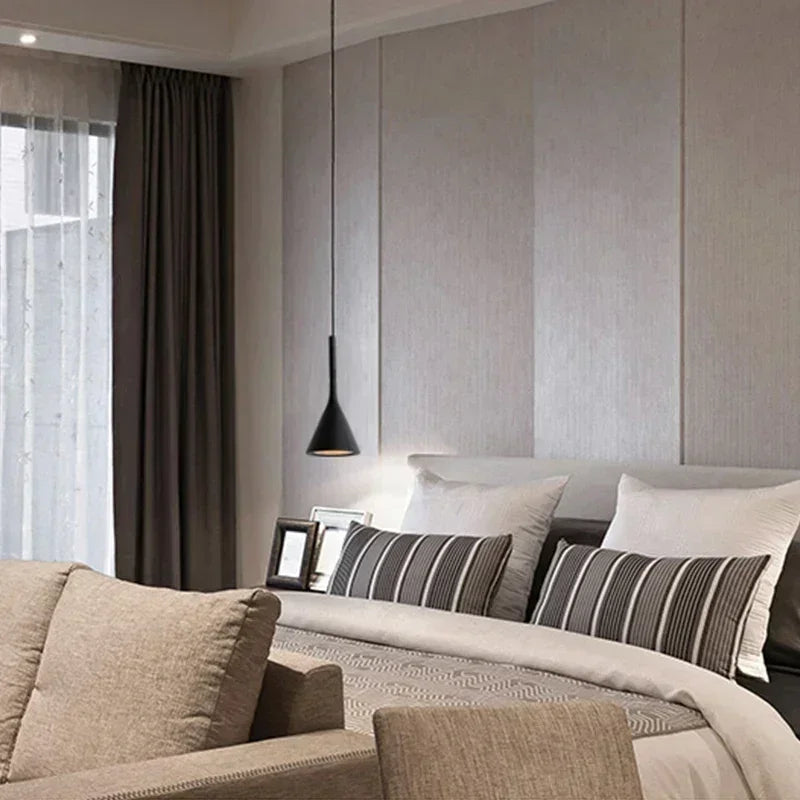 Pendente LED E27 Preto e Branco — Luminária de Mesa para Quarto e Sala de Jantar