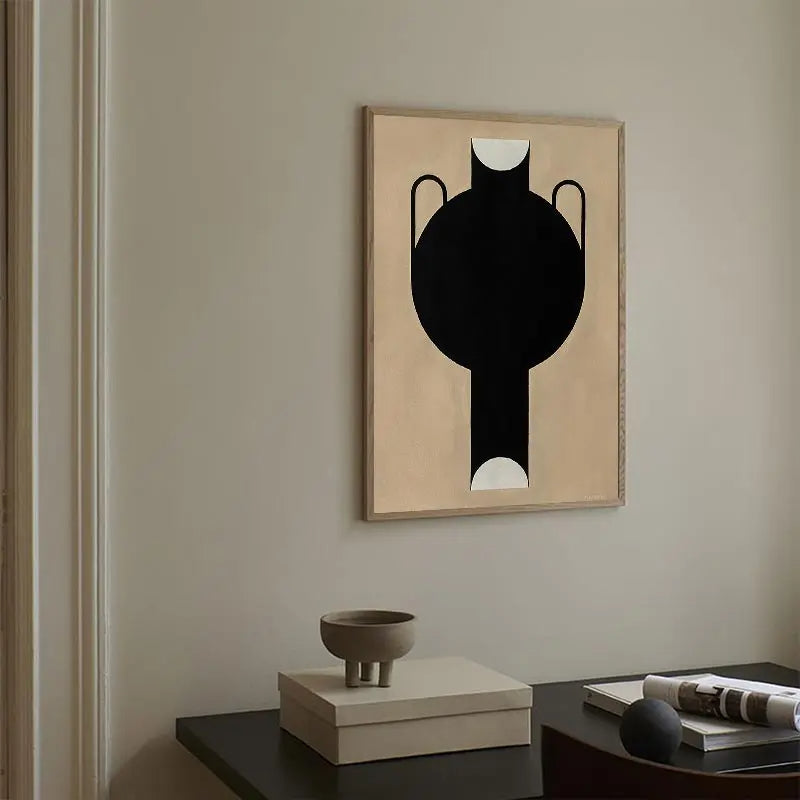 Quadro Decorativo Limão e Vaso Geométrico — Arte Nórdica Minimalista para Sala