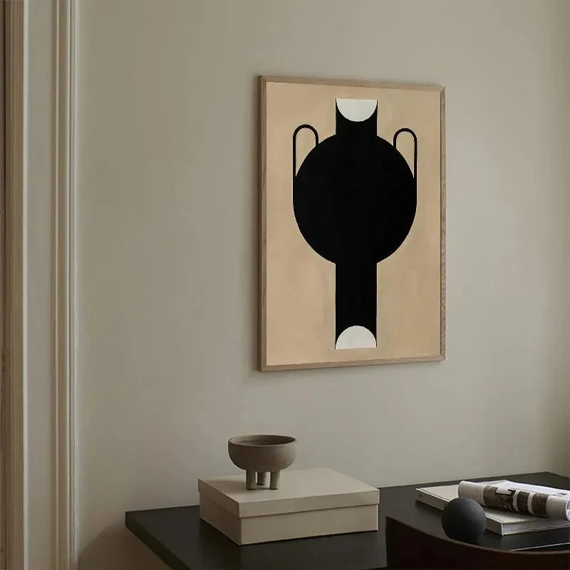 Quadro Decorativo Limão e Vaso Geométrico — Arte Nórdica Minimalista para Sala