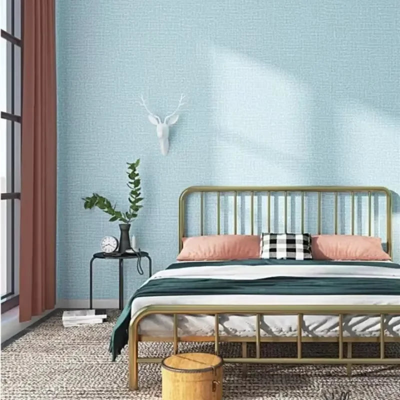 Papel de Parede Linho Liso Impermeável Autocolante — Textura Natural para Quarto e Sala