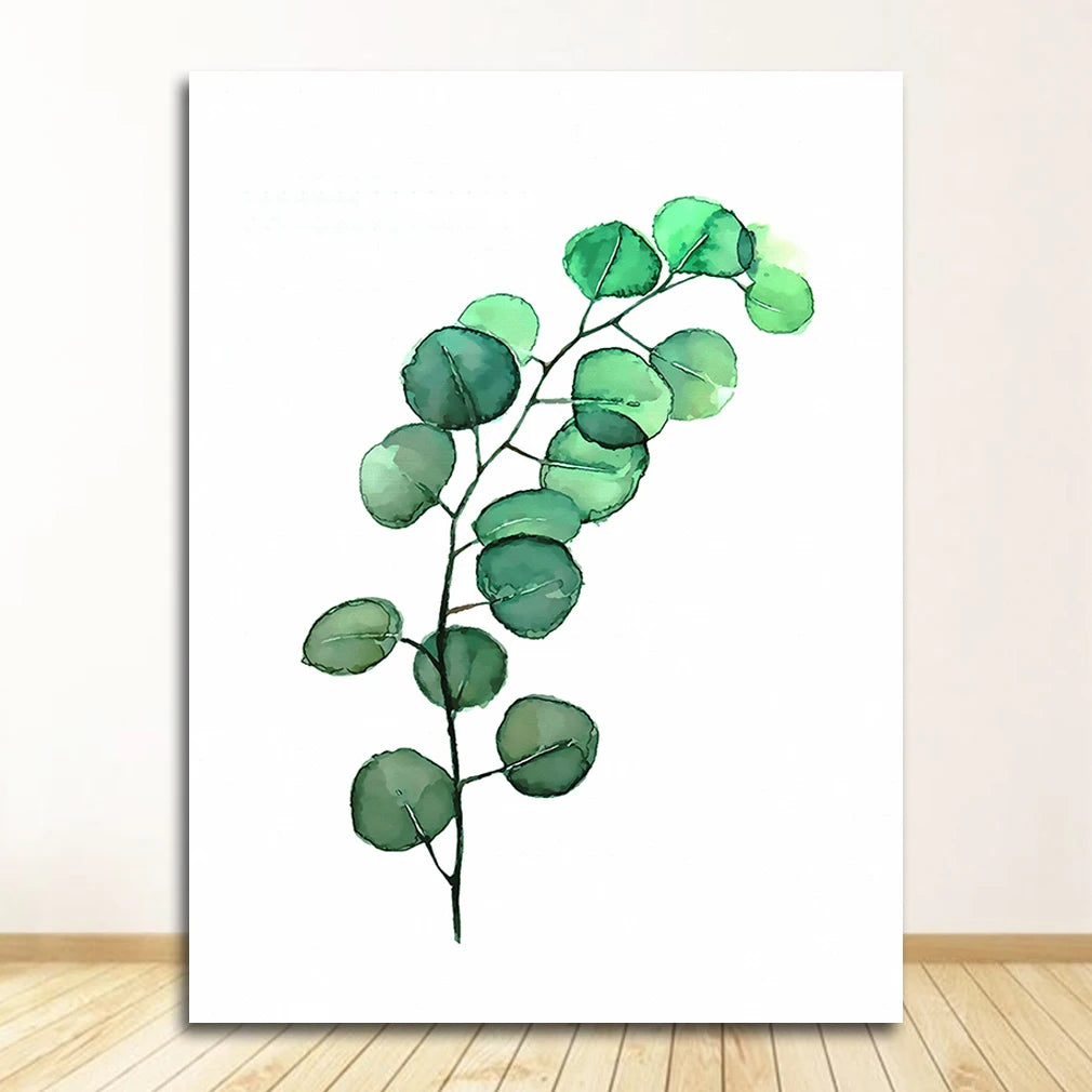 Quadro Decorativo Plantas Tropicais Folhas Verdes — Arte Escandinava Moderna para Sala