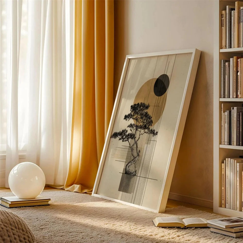 Quadro Decorativo Bonsai Japonês sem Moldura — Arte Zen Minimalista para Sala