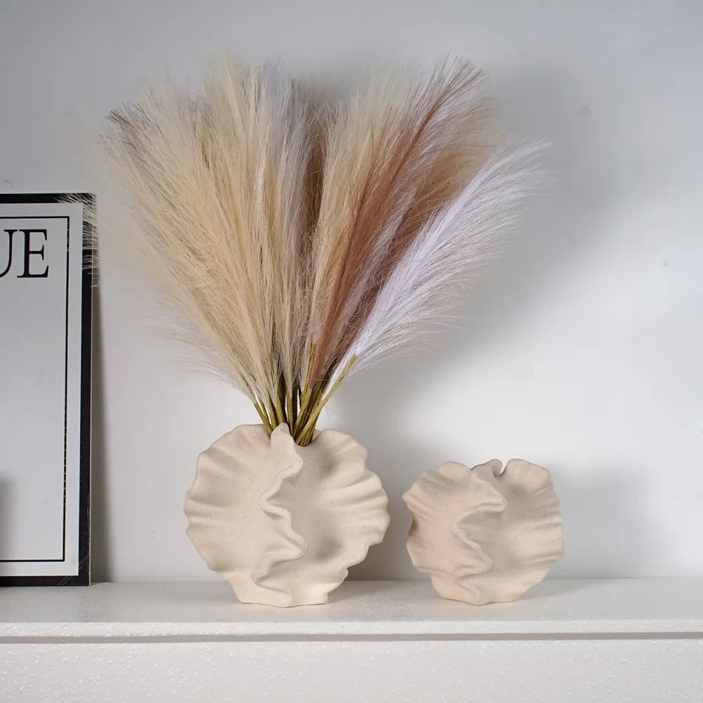 Vaso Cerâmica Coral CAPIRON Bege Fosco Nórdico — Para Capim dos Pampas e Flores