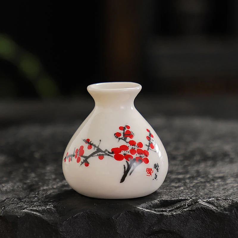 Vaso Cerâmica Mini Chinês Retrô — Porta-Palito e Porta-Hastes Decorativo