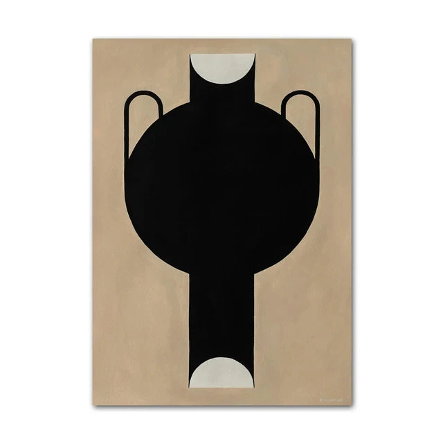 Quadro Decorativo Limão e Vaso Geométrico — Arte Nórdica Minimalista para Sala