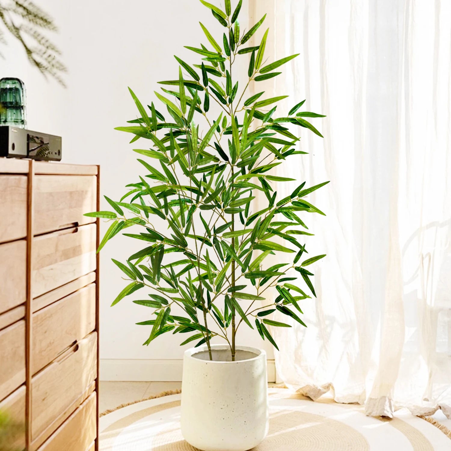 Bambu e Monstera Artificial 100 a 180cm — Exuberância Tropical Permanente para Jardim e Casa