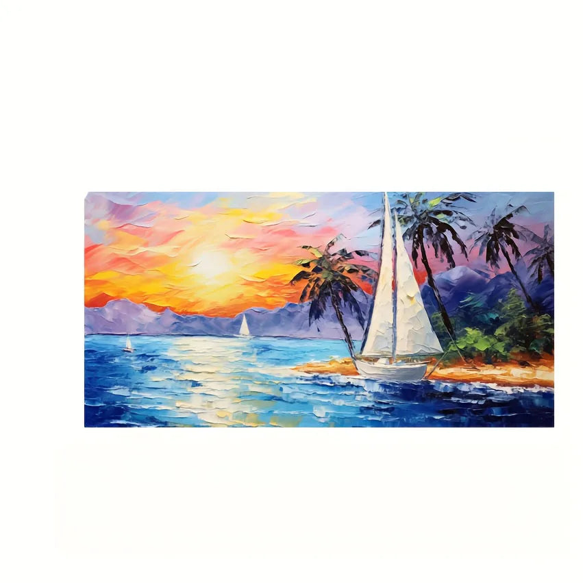 Quadro Decorativo Pôr do Sol na Praia — Arte de Paisagem Nórdica para Sala