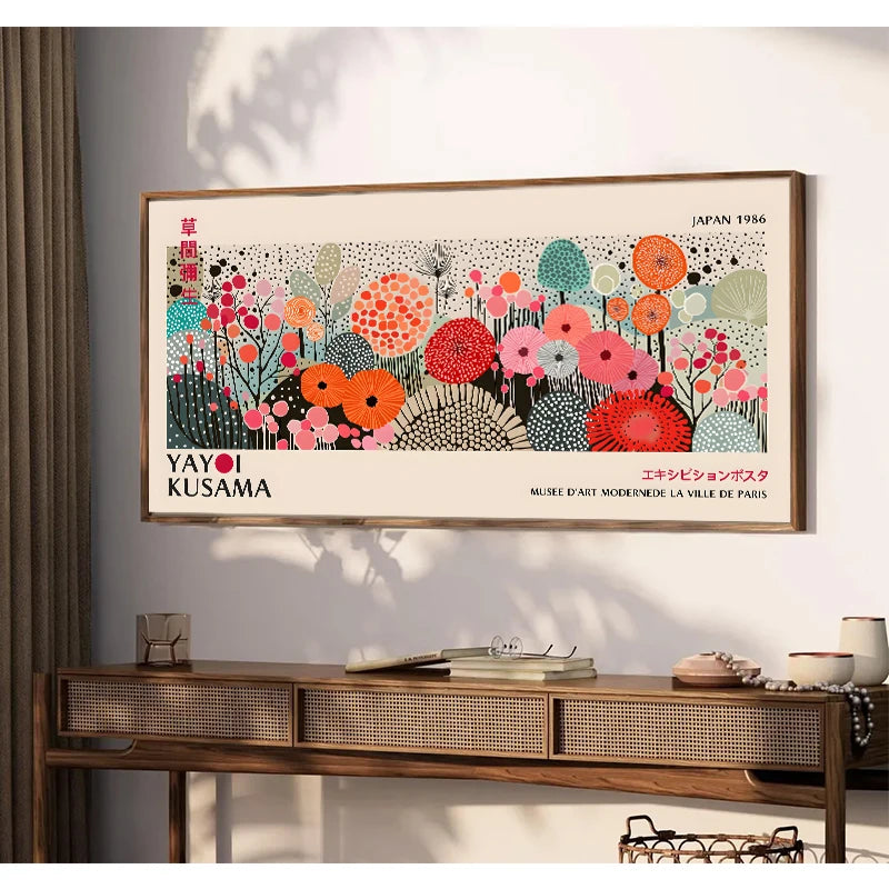 Quadro Decorativo Flores Yayoi Kusama — Arte Japonesa para Sala