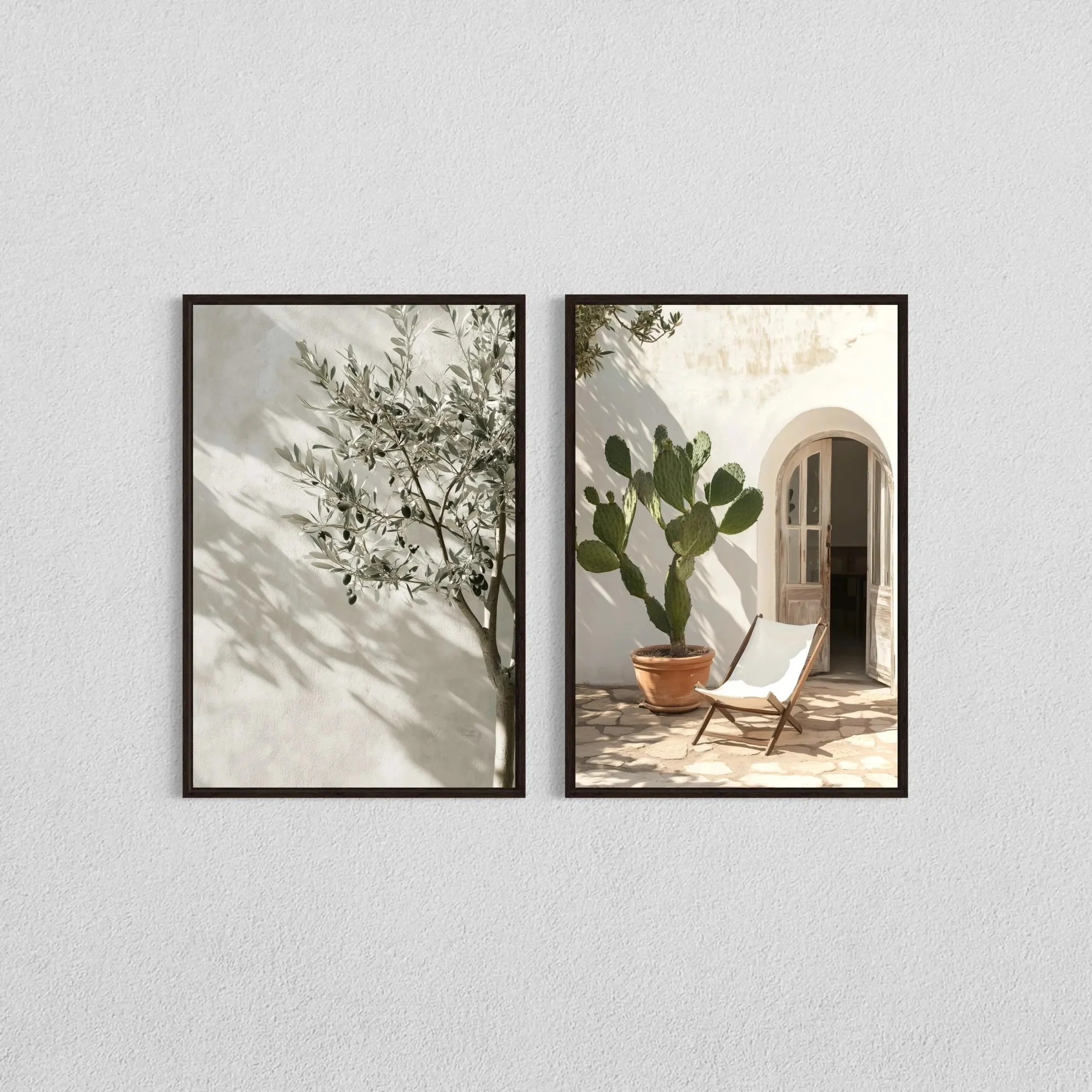 Kit 2 Quadros Oliveira e Vaso — Arte Botânica Retrô para Sala