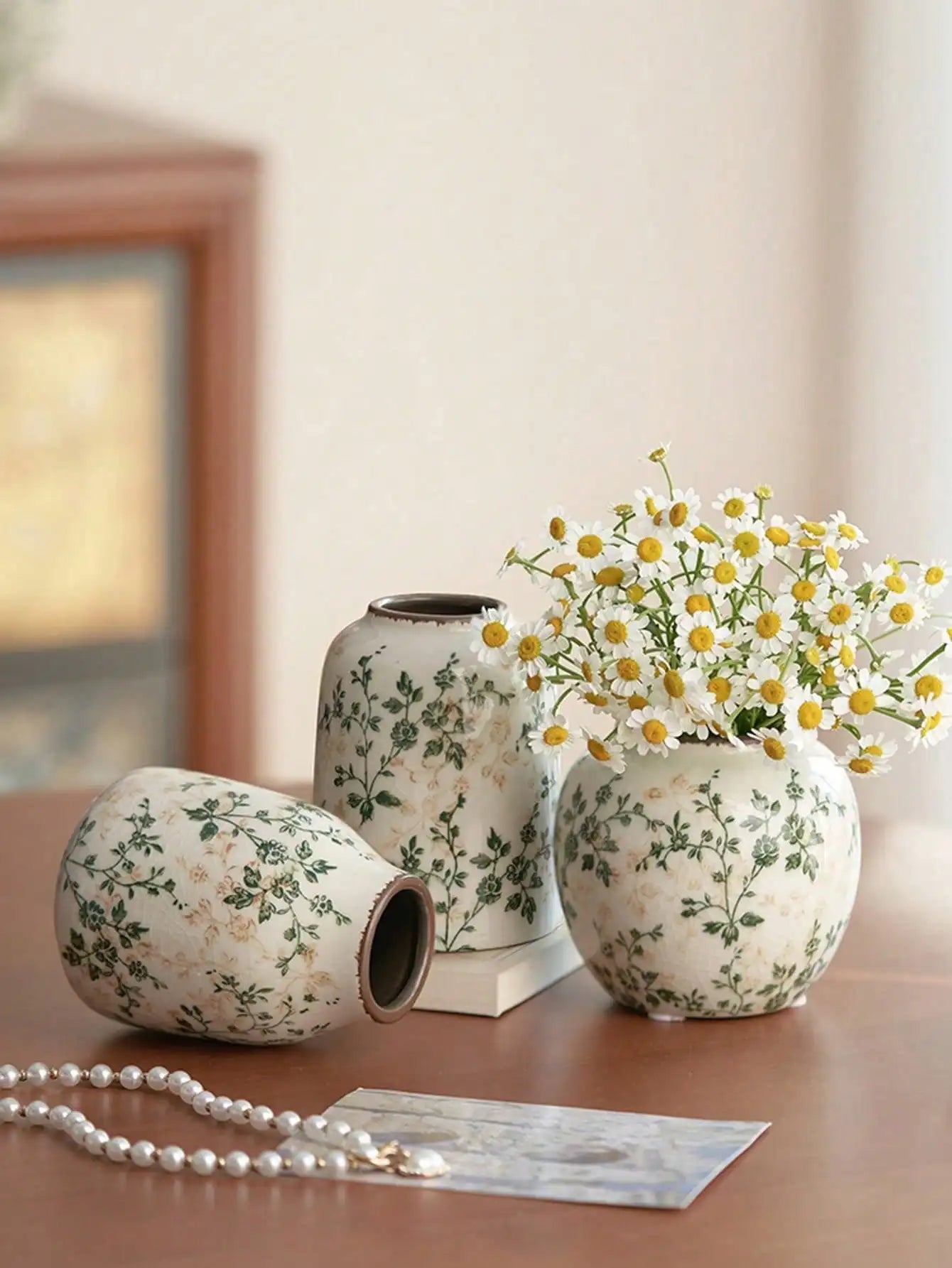 Vaso Cerâmica Rachado Gelo Artesanal Boho — Pequeno para Flores Secas e Escritório