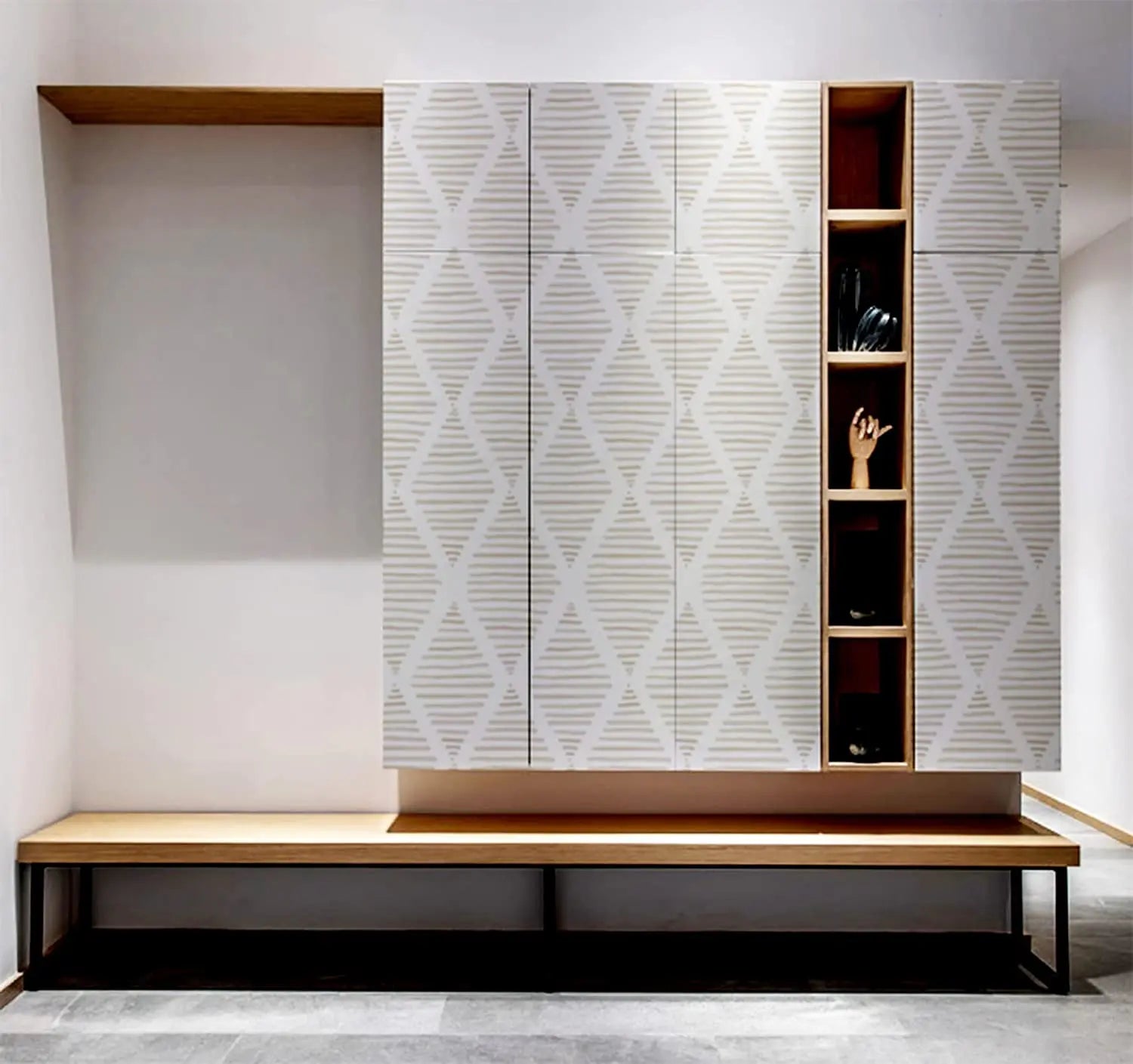 Papel de Parede Listrado Bege e Branco Autocolante — Clássico Moderno para Quarto e Gavetas