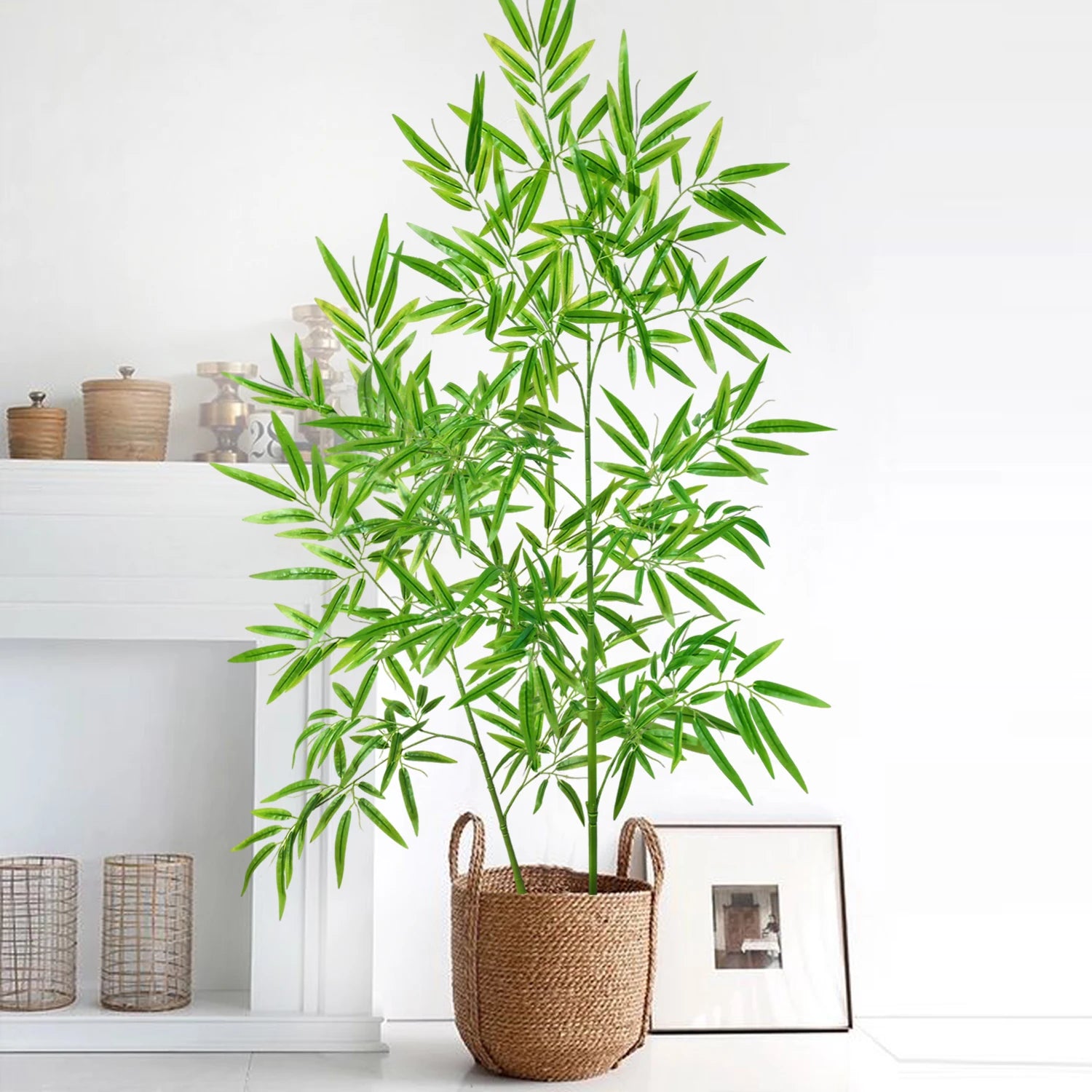 Bambu e Monstera Artificial 100 a 180cm — Exuberância Tropical Permanente para Jardim e Casa