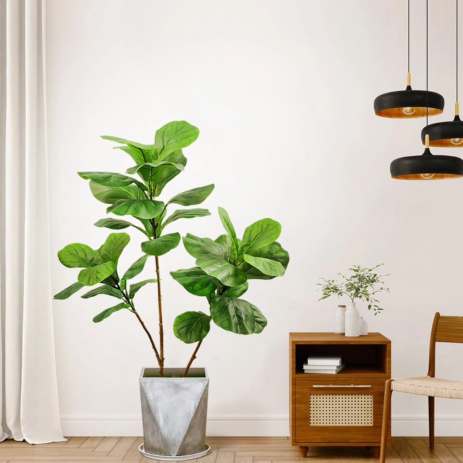 Ficus Lyrata Artificial Extra Grande 77 a 135cm — Para Jardim, Varanda e Escritório