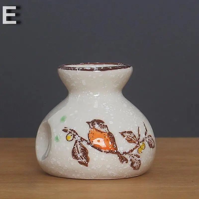 Vaso Cerâmica Mini Chinês Retrô — Porta-Palito e Porta-Hastes Decorativo